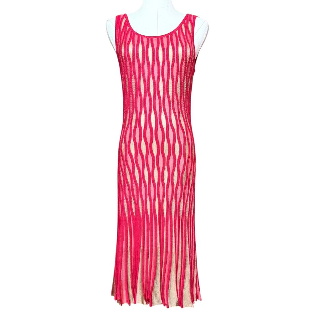 Maria Pavan Cable Knit Midi Dress Size S Sleeveless Stretchy Material
